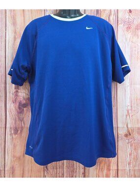 Nike Mens Dri-FIT Running Shirt XL Blue & Neon Green Accents